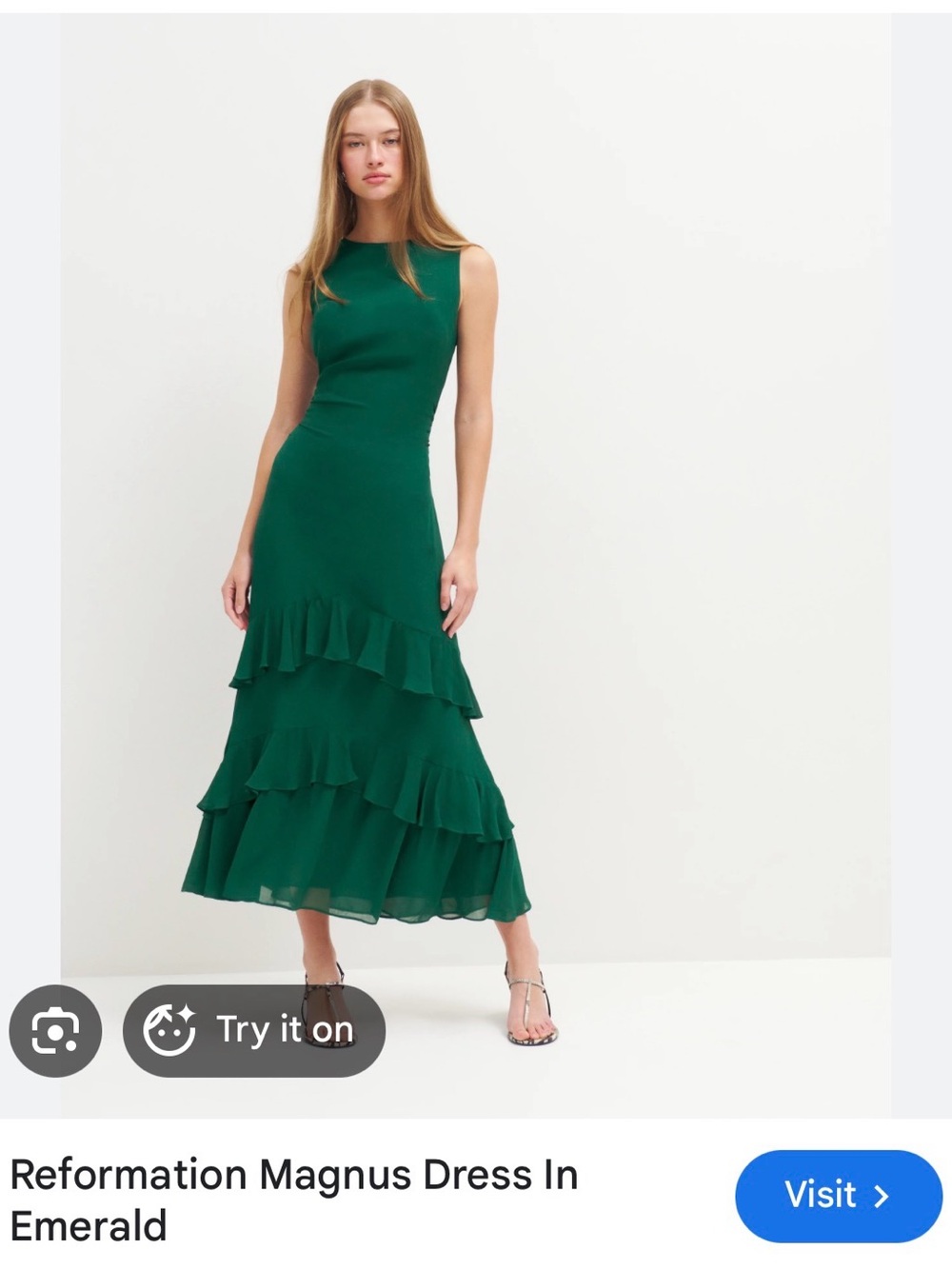 Reformation Magnus Maxi Dress in Emerald Green